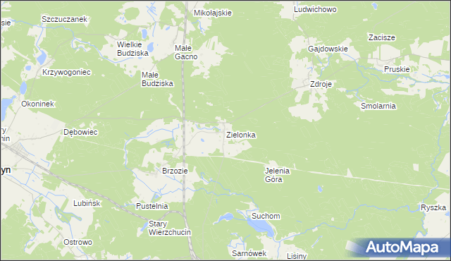 mapa Zielonka gmina Cekcyn, Zielonka gmina Cekcyn na mapie Targeo