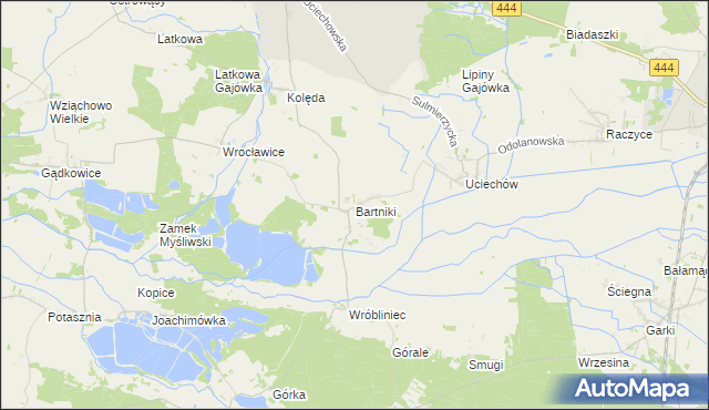 mapa Bartniki gmina Milicz, Bartniki gmina Milicz na mapie Targeo