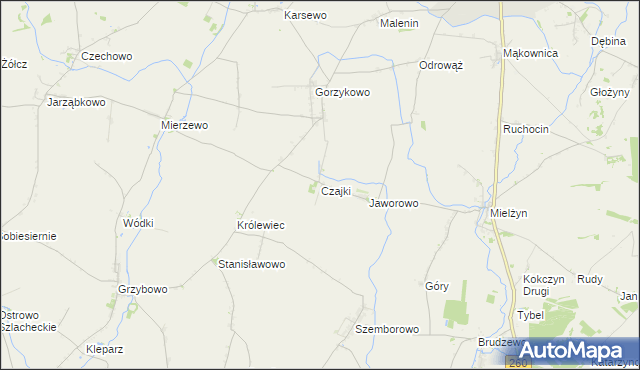 mapa Czajki gmina Witkowo, Czajki gmina Witkowo na mapie Targeo