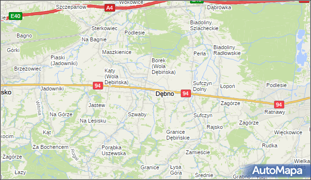 mapa Dębno powiat brzeski, Dębno powiat brzeski na mapie Targeo