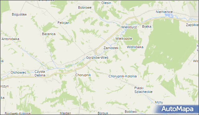 mapa Góry gmina Gorzków, Góry gmina Gorzków na mapie Targeo