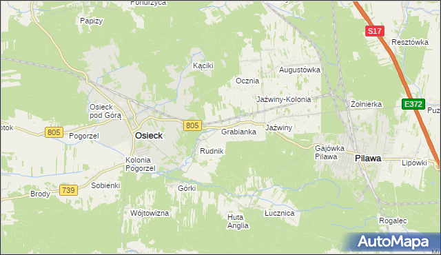 mapa Grabianka, Grabianka na mapie Targeo