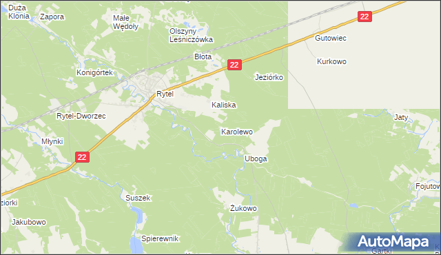 mapa Karolewo gmina Czersk, Karolewo gmina Czersk na mapie Targeo