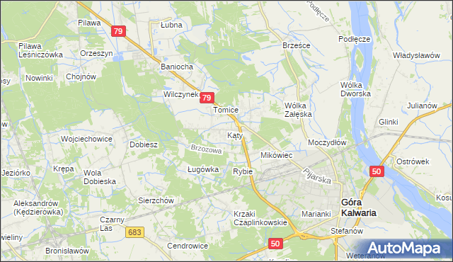 mapa Kąty gmina Góra Kalwaria, Kąty gmina Góra Kalwaria na mapie Targeo