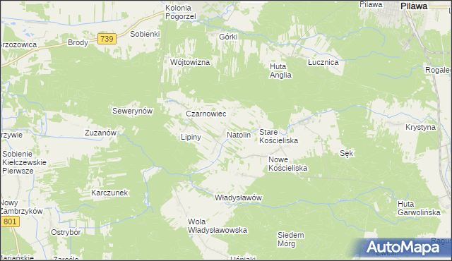 mapa Natolin gmina Osieck, Natolin gmina Osieck na mapie Targeo