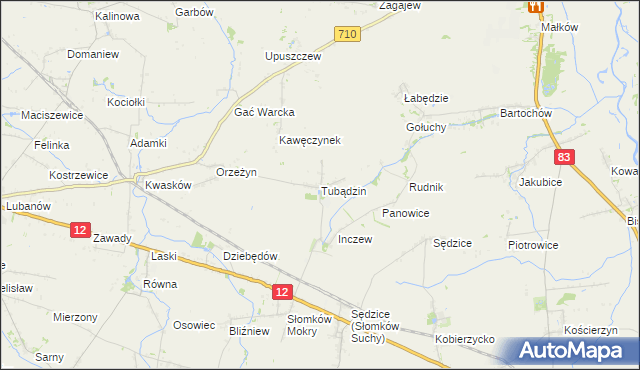 mapa Tubądzin, Tubądzin na mapie Targeo