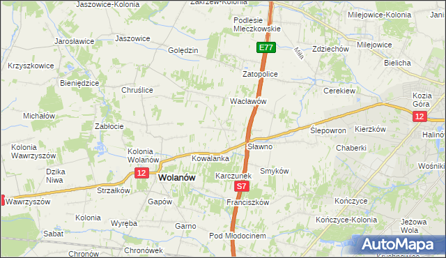 mapa Wola Wacławowska, Wola Wacławowska na mapie Targeo