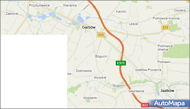mapa Bogucin gmina Garbów, Bogucin gmina Garbów na mapie Targeo