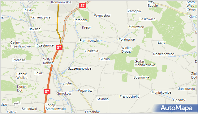 mapa Glinica gmina Miechów, Glinica gmina Miechów na mapie Targeo