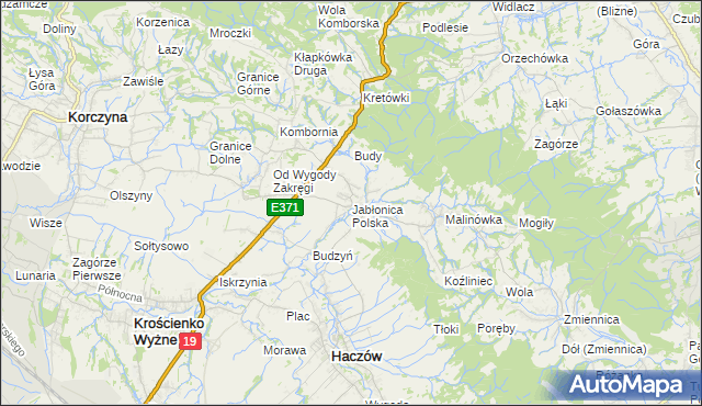 mapa Jabłonica Polska, Jabłonica Polska na mapie Targeo