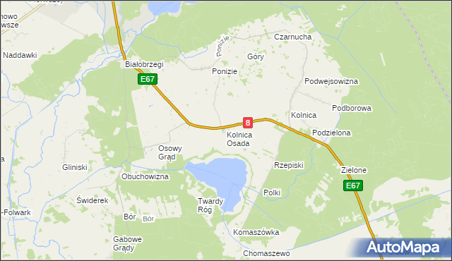 mapa Kolnica Osada, Kolnica Osada na mapie Targeo