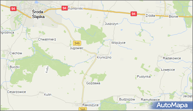 mapa Kryniczno gmina Środa Śląska, Kryniczno gmina Środa Śląska na mapie Targeo