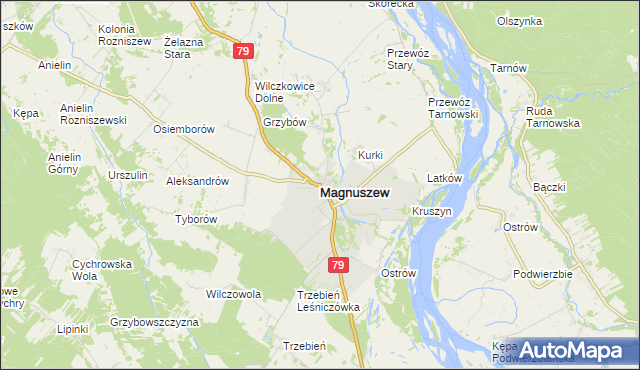 mapa Magnuszew, Magnuszew na mapie Targeo
