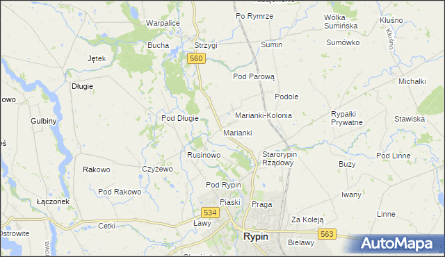 mapa Marianki gmina Rypin, Marianki gmina Rypin na mapie Targeo