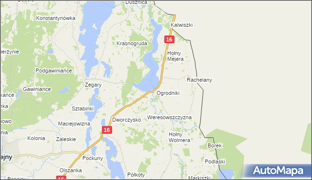 mapa Ogrodniki gmina Sejny, Ogrodniki gmina Sejny na mapie Targeo