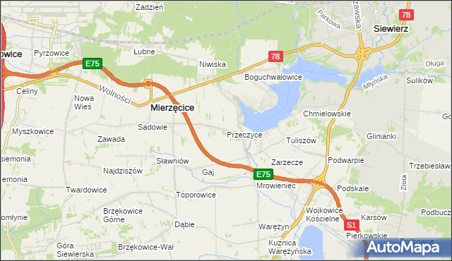 mapa Przeczyce, Przeczyce na mapie Targeo