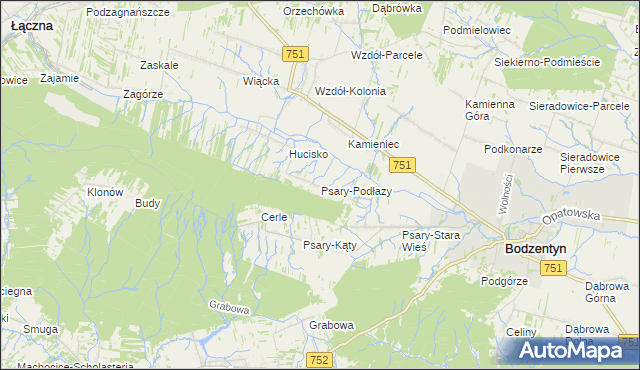 mapa Psary-Podłazy, Psary-Podłazy na mapie Targeo