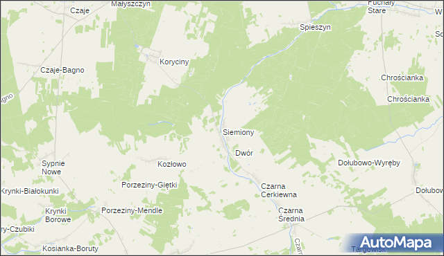 mapa Siemiony gmina Grodzisk, Siemiony gmina Grodzisk na mapie Targeo