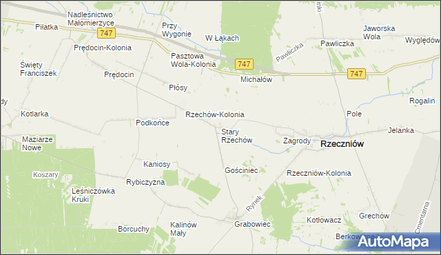 mapa Stary Rzechów, Stary Rzechów na mapie Targeo