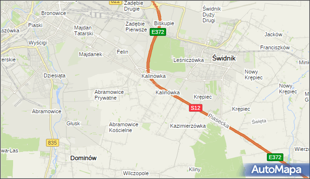 mapa Kalinówka gmina Głusk, Kalinówka gmina Głusk na mapie Targeo