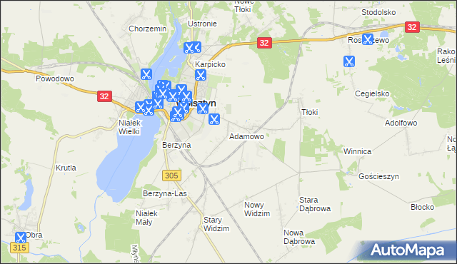 mapa Adamowo gmina Wolsztyn, Adamowo gmina Wolsztyn na mapie Targeo