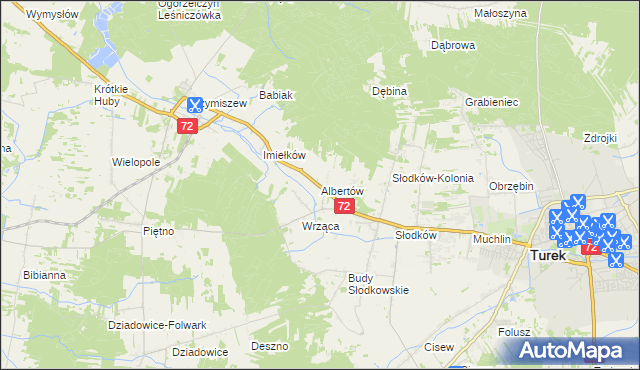 mapa Albertów gmina Turek, Albertów gmina Turek na mapie Targeo