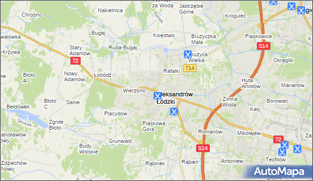 mapa Aleksandrów Łódzki, Aleksandrów Łódzki na mapie Targeo