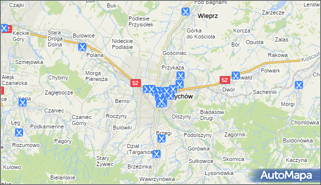 mapa Andrychów, Andrychów na mapie Targeo