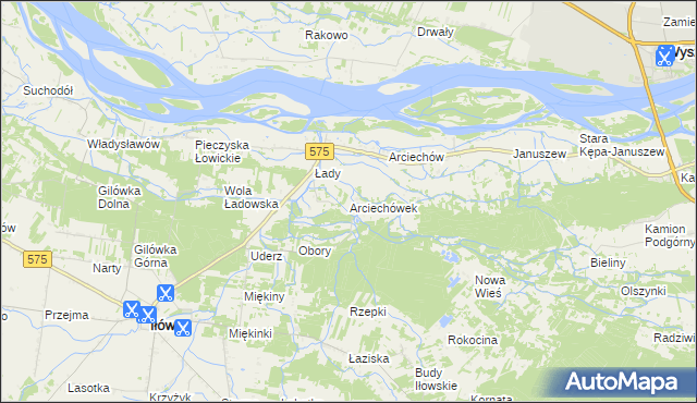 mapa Arciechówek, Arciechówek na mapie Targeo