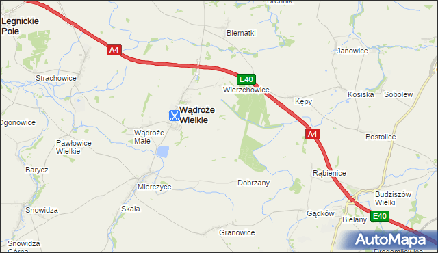 mapa Augustów gmina Wądroże Wielkie, Augustów gmina Wądroże Wielkie na mapie Targeo