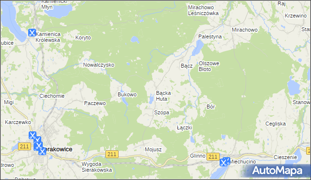 mapa Bącka Huta, Bącka Huta na mapie Targeo