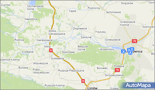 mapa Beszyce Górne, Beszyce Górne na mapie Targeo