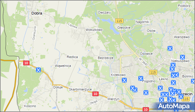 mapa Bezrzecze, Bezrzecze na mapie Targeo