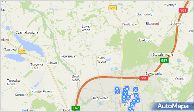 mapa Biała Woda gmina Suwałki, Biała Woda gmina Suwałki na mapie Targeo