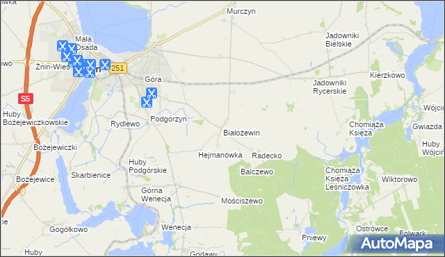 mapa Białożewin, Białożewin na mapie Targeo