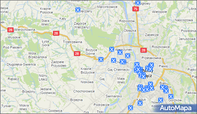 mapa Biczyce Dolne, Biczyce Dolne na mapie Targeo