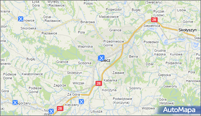 mapa Biecz powiat gorlicki, Biecz powiat gorlicki na mapie Targeo