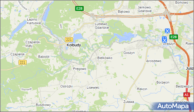 mapa Bielkówko, Bielkówko na mapie Targeo
