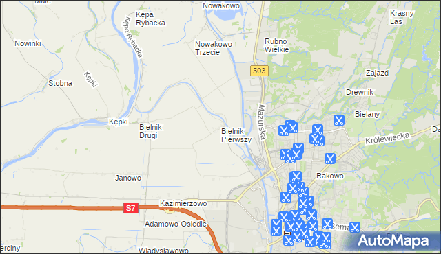 mapa Bielnik Pierwszy, Bielnik Pierwszy na mapie Targeo