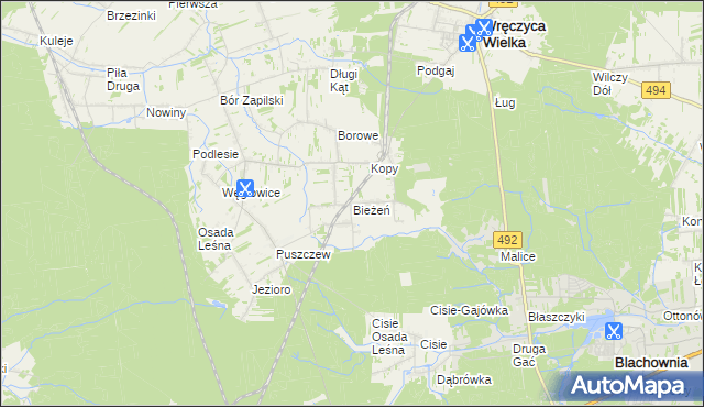 mapa Bieżeń, Bieżeń na mapie Targeo