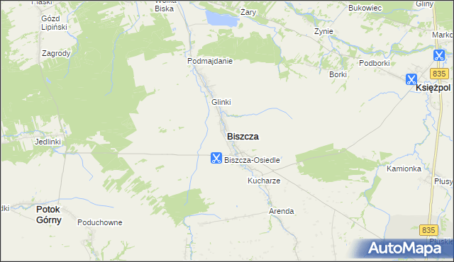 mapa Biszcza, Biszcza na mapie Targeo