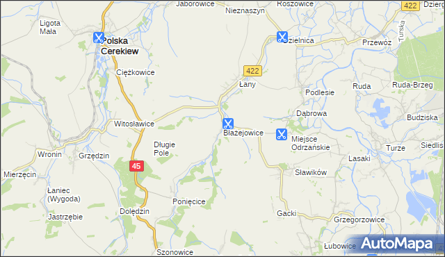 mapa Błażejowice gmina Cisek, Błażejowice gmina Cisek na mapie Targeo