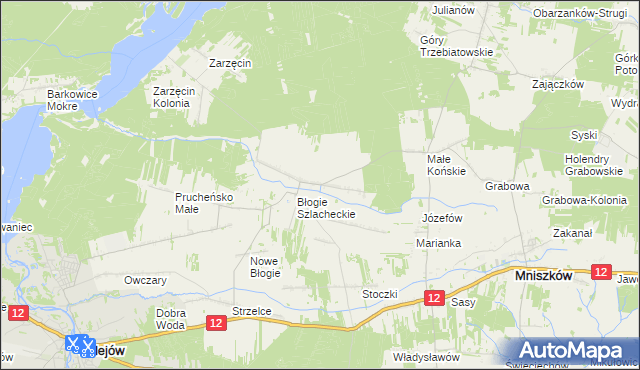 mapa Błogie Rządowe, Błogie Rządowe na mapie Targeo