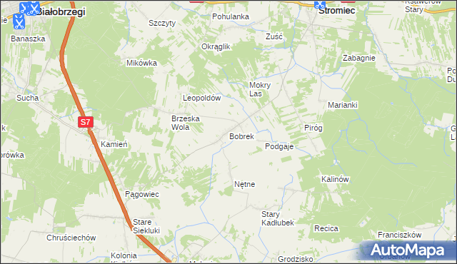 mapa Bobrek gmina Stromiec, Bobrek gmina Stromiec na mapie Targeo