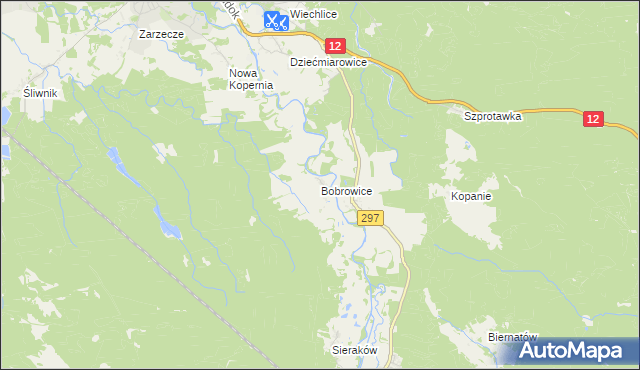 mapa Bobrowice gmina Szprotawa, Bobrowice gmina Szprotawa na mapie Targeo