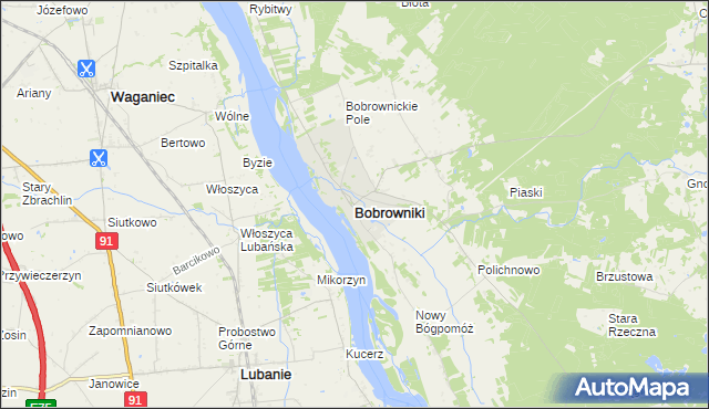 mapa Bobrowniki powiat lipnowski, Bobrowniki powiat lipnowski na mapie Targeo