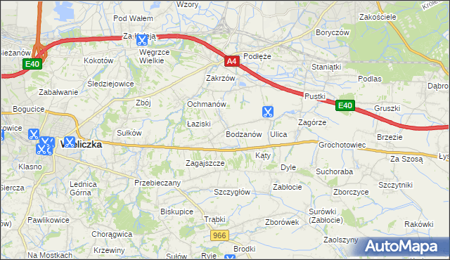 mapa Bodzanów gmina Biskupice, Bodzanów gmina Biskupice na mapie Targeo