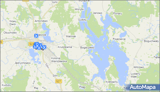 mapa Bogaczewo gmina Morąg, Bogaczewo gmina Morąg na mapie Targeo