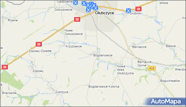 mapa Bogdanowice, Bogdanowice na mapie Targeo