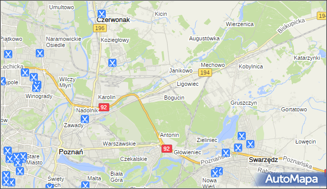 mapa Bogucin gmina Swarzędz, Bogucin gmina Swarzędz na mapie Targeo